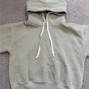 J. Crew Light Green Cropped Hoodie Sweater